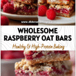Healthy Raspberry Oatmeal Bars with fresh raspberries and oat crumble served on a plate for a wholesome breakfast and brunch